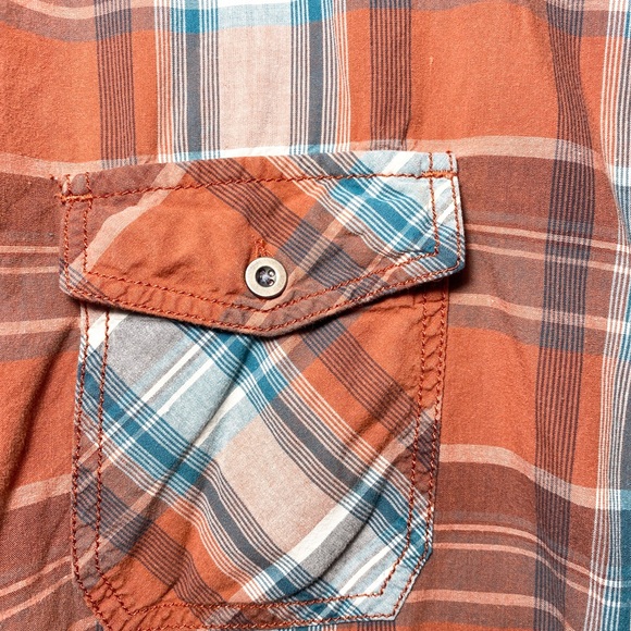Men’s Sonoma Orange Plaid Button Up Shirt - Picture 2 of 4